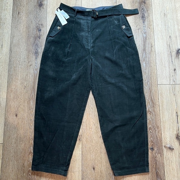 NWT Aritzia Babaton Balboa Pants in Green Velvet Size 12 - Picture 1 of 10